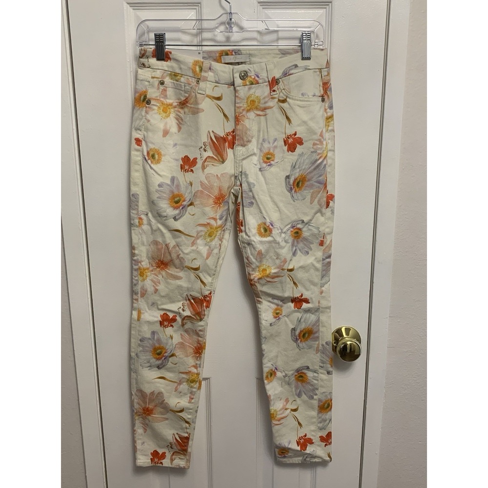 NWT 7 For All Mankind High Waist Ankle Super Skinny Floral Womens Jeans 28 x 26